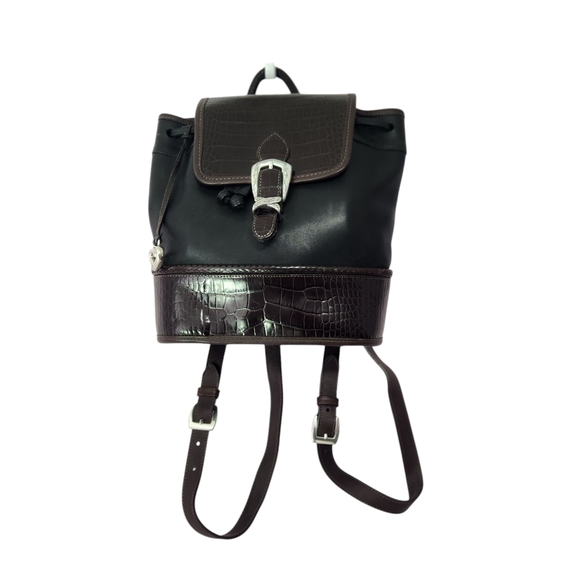 Black and Brown Brington Leather Backpack - Picture 1 of 15